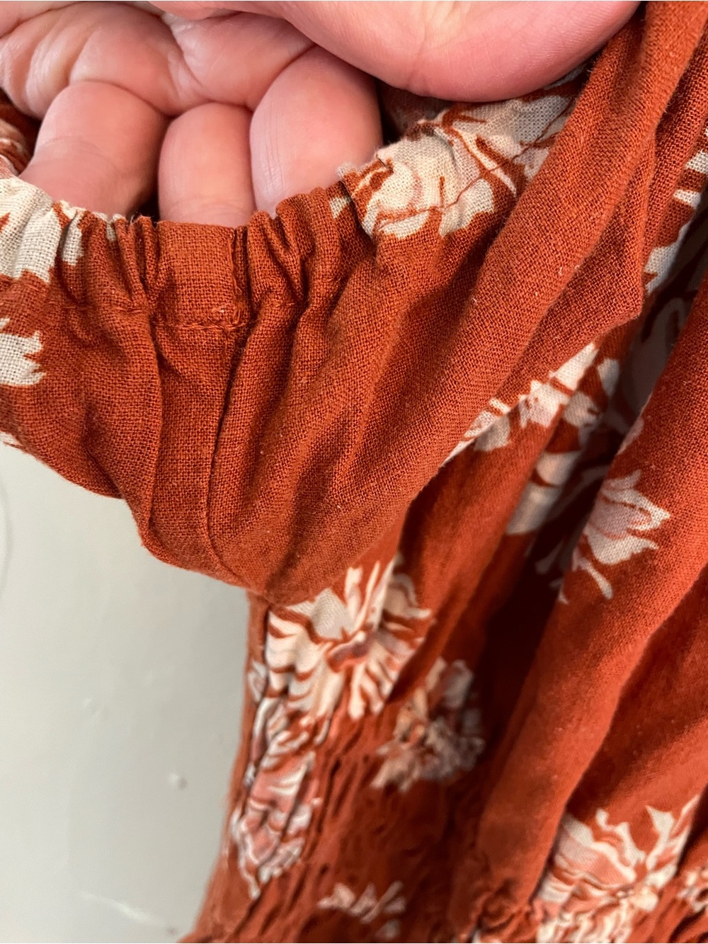 Madewell Sophia Linen-Blend Floral Puff-Sleeve Midi Milkmaid Dress in Rust sz 1X - Picture 6 of 11